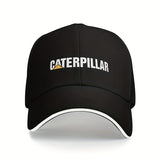 Gorra de béisbol para hombre con logo de CATERPILLAR, ajustable con cierre trasero, ligera de poliéster, protección solar, estilo casual, negra con letras blancas