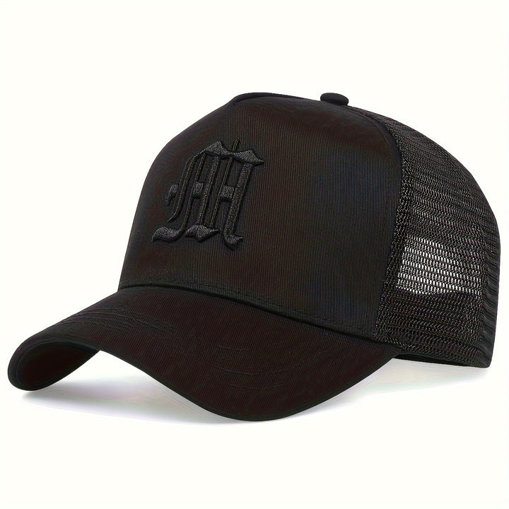 Gorras de béisbol para hombre, mezcla de acrílico, gorra transpirable de verano con malla, gorra de camionero ajustable con detalles bordados - No lavar, también para mujeres