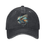 Gorra de béisbol 100% algodón con diseño de mosca seca en azul y gris, ajustable, ala curva ligera, protección solar para exteriores, solo lavado a mano, sombrero para el sol