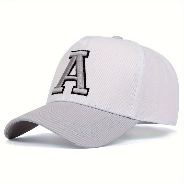 Gorra de Béisbol Bordada con Letra A para Mujer, Sombrero Deportivo de Cinco Lados Ajustable Casual para Viajes al Aire Libre y Playa en Primavera y Otoño