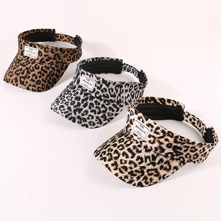 Sombrero de copa vacío con estampado de leopardo, posición de estampado aleatoria, logotipo de tela con letras cosidas, moda para hombres y mujeres, ciclismo al aire libre, deportes, estilo casual y tendencia, ala curva, gorra unisex.