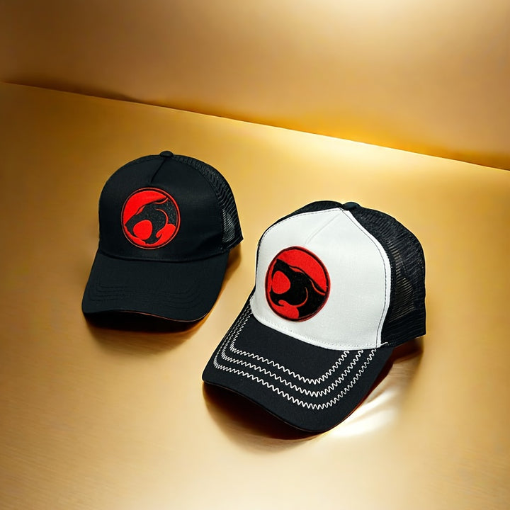 2 gorras de béisbol unisex, gorra de malla transpirable ajustable con gato relámpago bordado, tela acrílica 100% no elástica, recubierta en PVC, livianas para deportes al aire libre y uso diario, ideal para regalos de San Valentín, Carnaval y Festival de