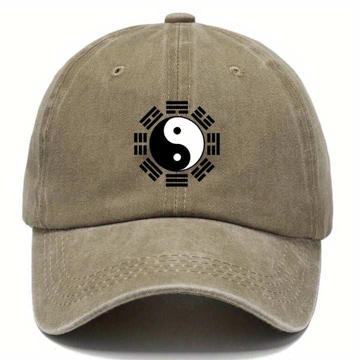 1 pieza Gorra Retro de Artes Marciales Chinas para Hombre - Sombrero con Símbolo Bagua Tai Chi (Diseño Inspirado en Yin-Yang) - Ligera y Adecuada al Exterior, Ideal Para Hiking, Ciclismo o Uso Diario - Regalo Perfecto para Padres e Practicantes de Artas M