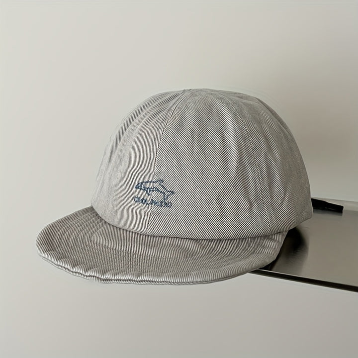 Gorra de Ala Plana con Bordado de Delfín, Gorro Baseball para Mujer - Accesorio al Aire Libre, Moda, Diseño Delgadito y Adjustable, Lavado a Mano, Coleccionistas de Sombreros, Amantes del Estilo