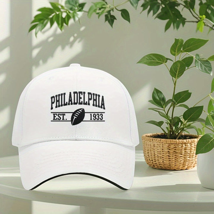 Gorra de béisbol unisex ajustable con estampado de Filadelfia y diseño de 1933 - Ligera y transpirable, visera curva con contraste - Sombrero deportivo casual para hombres y mujeres, para todas las estaciones, regalo perfecto para fans de Philly, gorro de
