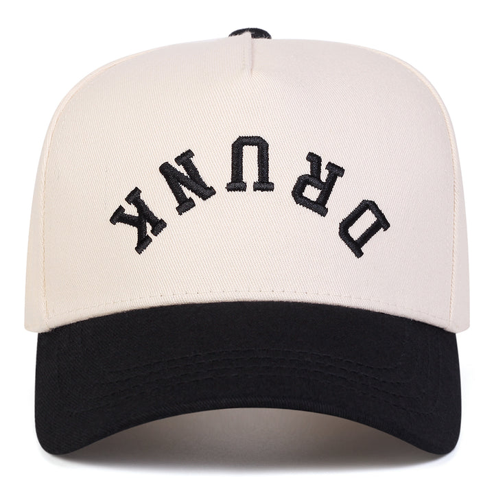 Gorra de béisbol bordada DRUNK para hombre - Ligera, ajustable y de 5 lados, con estampado de 'DRUNK', poliéster transpirable para viajes de primavera/verano, playa y uso casual, gorra de playa