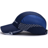 2 gorras DINGMEI ajustables para hombre y mujer, con espalda de malla transpirable, protección solar, gorras para viajes al aire libre en negro y azul con paneles laterales geométricos, gorra casual | Diseño geométrico moderno | Gorra de fibra de poliéste