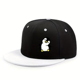 Gorra Plana Unisex de Hip-Hop con Estampado de Pingüino Urbano, Color Sólido y Ajustable para Exteriores