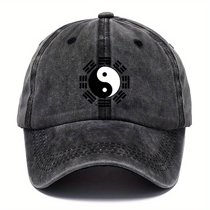 1 pieza Gorra Retro de Artes Marciales Chinas para Hombre - Sombrero con Símbolo Bagua Tai Chi (Diseño Inspirado en Yin-Yang) - Ligera y Adecuada al Exterior, Ideal Para Hiking, Ciclismo o Uso Diario - Regalo Perfecto para Padres e Practicantes de Artas M