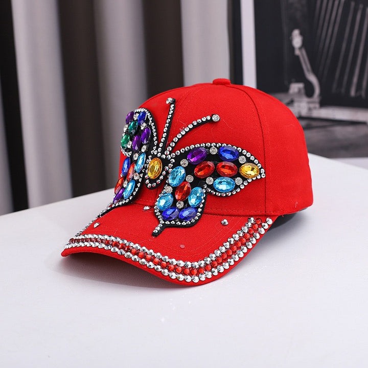 Nueva gorra de béisbol con adornos de mariposas, elegante y versátil, adecuada para actividades al aire libre, con una borde curvado, y es una gorra de papá.