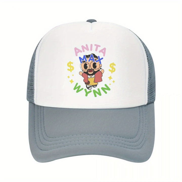 Gorra de Papá Anita Max Wynn - Snapback Ajustable, Gorra de Béisbol de Malla Transpirable con Visera Rosa y Diseño de Personaje de Dibujos Animados, Lavable a Máquina