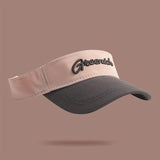 Gorra deportiva para mujer con diseño degradado y bordado de letras, transpirable, ajustable, ideal para golf, running y senderismo, en tonos morado pastel a azul, para actividades al aire libre en verano, look casual y cómodo