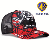 Gorra de béisbol bordada de Warner Bros DC Batman - Parte trasera de malla roja y negra, Snapback ajustable, Ropa de calle hip-hop para, gorras de hombre, gorras para hombre, sombreros para hombre, gorras de béisbol, sombrero de sol para hombre