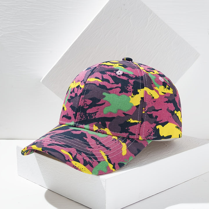 Gorra de Béisbol de Camuflaje [Poliestera], Ajuste Elástico de Poliéster, Sombrero Ligero para Todas las Estaciones con Cierre de Tirón, Solo Lavado a Mano - Diseño de Pico de Pato a la Moda