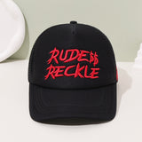 2pcs/1pc Gorra de Béisbol RUDE RECKLE$$ Bordada con Letras - Gorra Trucker Unisex Ajustable para Hombres y Mujeres, Sombrero Casual Fresco de Malla para Verano, Moda al Aire Libre, Viajes y Vacaciones en la Playa