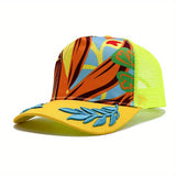 1pc Gorra de Béisbol Bordada para Hombre con Diseño Tropical Vibrante, Sombrero Transpirable para Playa, Deportes y Salidas Casuales, Accesorio de Viaje, Cabezal Elegante, Cómodo
