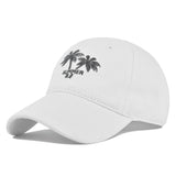 Gorra de béisbol bordada con diseño de palmera de coco - Sombrero de sol retro lavado y envejecido con visera curva, tejido transpirable no tejido, ajuste elástico para fútbol, Mardi Gras