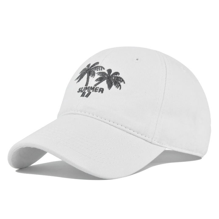 Gorra de béisbol bordada con diseño de palmera de coco - Sombrero de sol retro lavado y envejecido con visera curva, tejido transpirable no tejido, ajuste elástico para fútbol, Mardi Gras