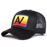 Gorra de béisbol de cinco paneles de malla para hombres con cierre de presión ajustable, poliéster ligero, ideal para al aire libre, viajes, playa y ropa casual, accesorios de viaje | Sombreros ajustables | Sombreros ligeros