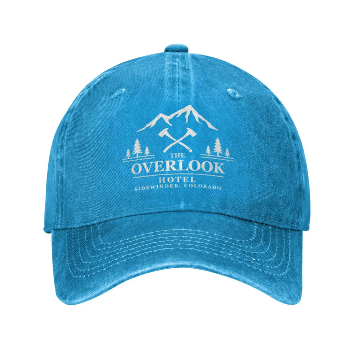 1pieza El Sombrero de Béisbol del Hotel Overlook - Denim Desgastado Snapback para Hombres y Mujeres, Estilo Deportivo, Suave y Estructurado, Perfecto para Entrenamientos al Aire Libre, Gorra de Vestir Casual | Diseño de Gorra Estructurada | Gorra de Denim