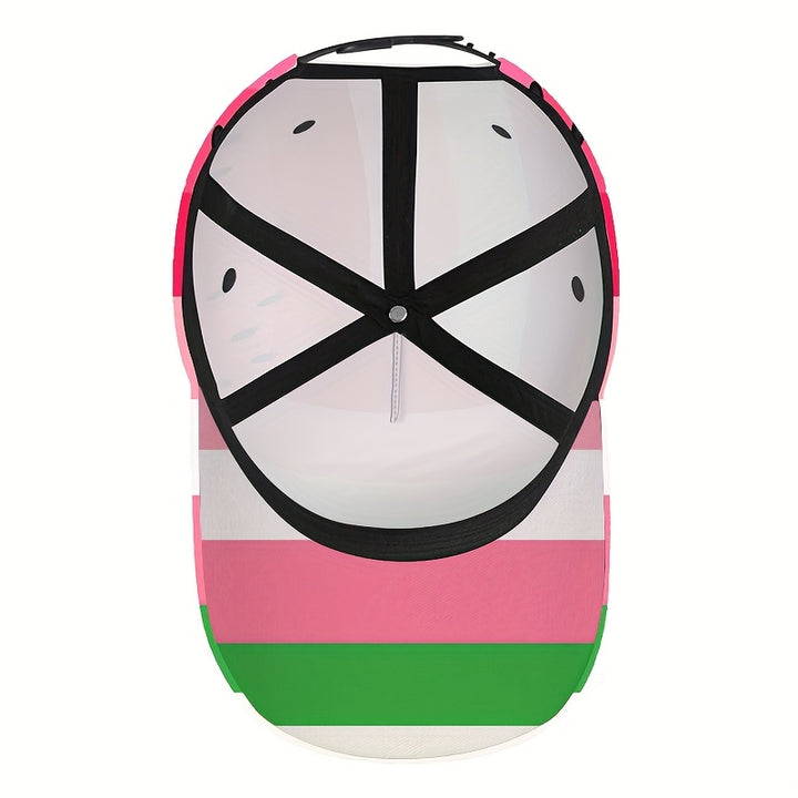 1 Gorra de béisbol Watermelon Delight Stripes - Gorra ajustable con visera y diseño de rayas en rosa, verde y rayas, ligera y transpirable, diseño cómodo de pico de pato para uso casual y festivo, idea de regalo de Navidad, gorra de béisbol, sombrero fest