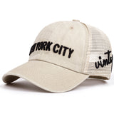 Gorras de béisbol lavables para hombres con bordado de letras, gorra urbana ajustable con hebilla trasera, gorra casual transpirable y cómoda