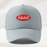 Un sombrero de béisbol de malla transpirable para hombre, estilo callejero, con estampado de Peterbilt rojo, ideal para el verano al aire libre y para conductores de camiones de estilo casual.