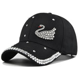 Gorra de Béisbol de Lujo con Cisne Rosa, Ajustable con Snapback - Ideal para Fiestas, Bodas y Outfits Diarios, Estilo Dulce