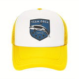Gorra de regreso de Team Orca - Malla ligera y transpirable para hombres y mujeres, negro con diseño blanco, ideal para uso casual y diario, regalo de vacaciones perfecto, gorra para todas las estaciones | Gorra de camionero estilosa | Equipamiento de cab