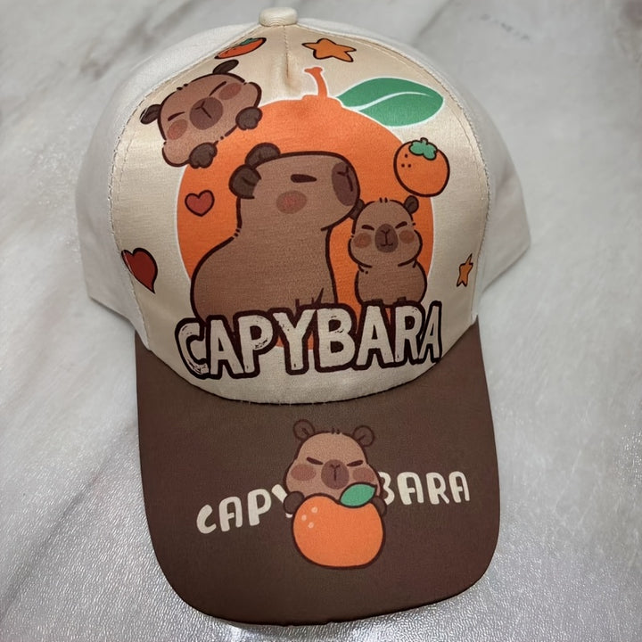 Llegada Nueva - Bonita Gorra de Béisbol con Estampado de Dibujos Animados de Capibara para Niños, Ligera Poliéster, Ajuste Elástico, Lavable a Mano, Gorro de Fiesta de Cumpleaños | Diseño Divertido | Gorra de Fibra de Poliéster