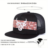 Gorra de béisbol ajustable para hombre con diseño de cabeza de toro blanco y diseño de cuerda trenzada, poliéster ligero, ideal para actividades al aire libre en primavera y otoño, viajes, vacaciones en la playa y uso casual, sombrero de vaquero.