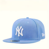 Gorra de béisbol New Era azul claro con bordado NY - Snapback ajustable, espalda de malla transpirable, ligera y cálida, diseño deportivo unisex para hombres y mujeres, perfecta para actividades al aire libre, gorro casual, construcción duradera, gorro, f