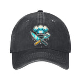 Gorra de Béisbol Ajustable y Ligera de Algodón para Chef - Gorra Negra con Sombrero de Chef Azul & Gráfico de Espátulas Cruzadas, Visera Curva para Hombres y Mujeres, Accesorios de Cocina al Aire Libre, Sombreros Casuales, Cabezal Cómodo