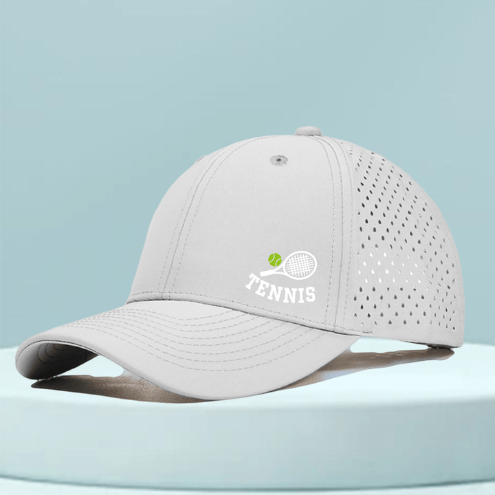 1 Gorra de Tenis de Secado Rápido para Hombre con Raqueta de Tenis y Estampado de Tenis - Parte Trasera de Malla Transpirable, Ajuste Estructurado para Tenis, Golf, Running, Deportes al Aire Libre - Sombrero Casual Ligero para Hombre, Diseño Deportivo, Co