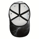 1 gorra de béisbol eléctrica con estampado de tormenta - Ajustable con cierre, diseño de rayo con textura de mármol en blanco y , patrón griego, ligera y casual para uso diario, fiestas y vacaciones (textura de mármol)