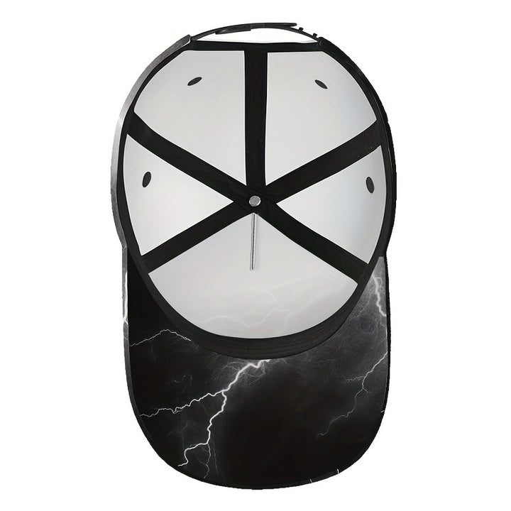 1 gorra de béisbol eléctrica con estampado de tormenta - Ajustable con cierre, diseño de rayo con textura de mármol en blanco y , patrón griego, ligera y casual para uso diario, fiestas y vacaciones (textura de mármol)