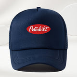 Un sombrero de béisbol de malla transpirable para hombre, estilo callejero, con estampado de Peterbilt rojo, ideal para el verano al aire libre y para conductores de camiones de estilo casual.