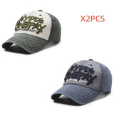 2 Piezas Gorra Snapback Unisex Estilo Retro Lavado con Bordados de Letras Desgastadas, Béisbol Urbano Europeo y Americano