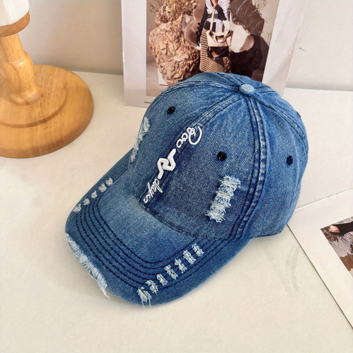 Gorra de Béisbol Estilo Callejero Americano Lavado Desgastada Unisex con Bordado 3D y Cierre Snapback