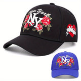 Gorra de béisbol bordada de acrílico de Nueva York, estilo casual, construcción ligera de PE, patrón de alfabeto, con relleno de fibra de poliéster, para hombres y mujeres, lavable a mano.