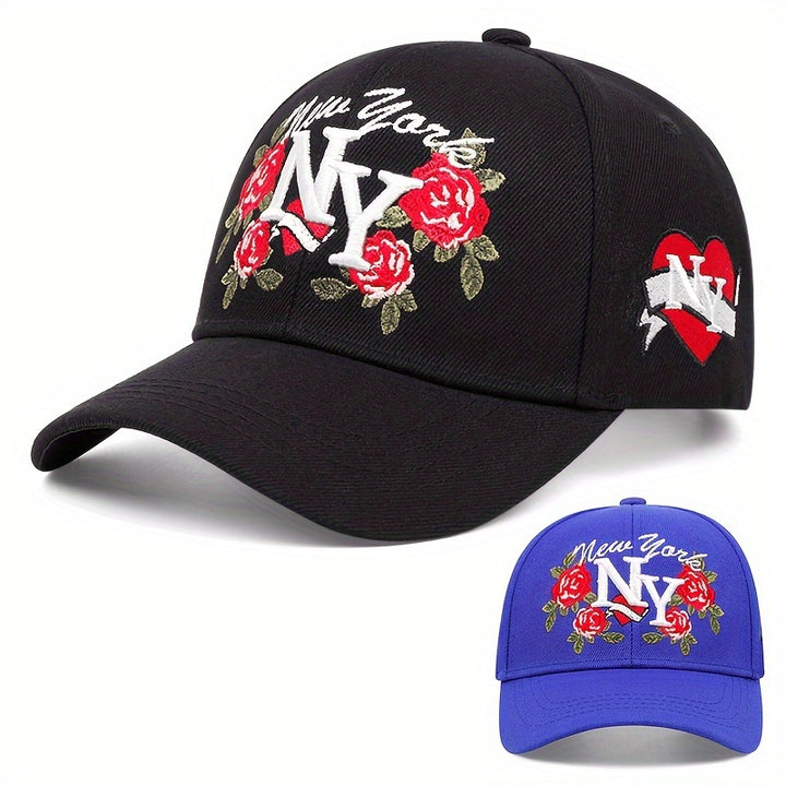 Gorra de béisbol bordada de acrílico de Nueva York, estilo casual, construcción ligera de PE, patrón de alfabeto, con relleno de fibra de poliéster, para hombres y mujeres, lavable a mano.