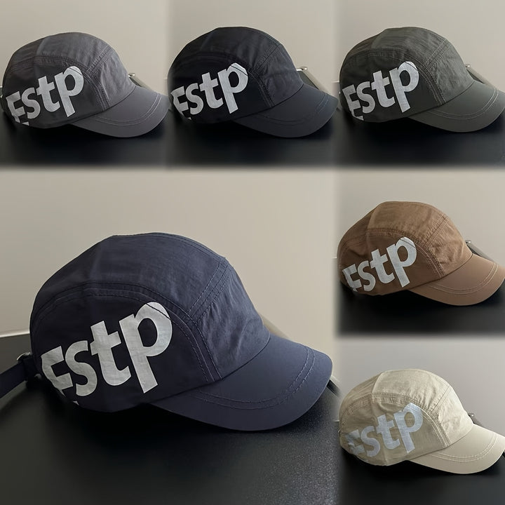 1 Gorra de béisbol con logo ESPT para hombre y mujer - Gorra ligera, transpirable y de secado rápido con letras ESPT llamativas, ajuste ajustable, visera curva y ala estructurada para deportes al aire libre, sombrero para viajes casuales (//Gris/Azul Mari