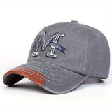 Gorra de béisbol ajustable para hombre con 3D bordada M - Diseño de dos tonos negro y marrón, tejido textil transpirable para viajes al aire libre, fiestas en la playa, ropa casual primavera/otoño, accesorios de playa, accesorios de cabeza elegantes, ropa