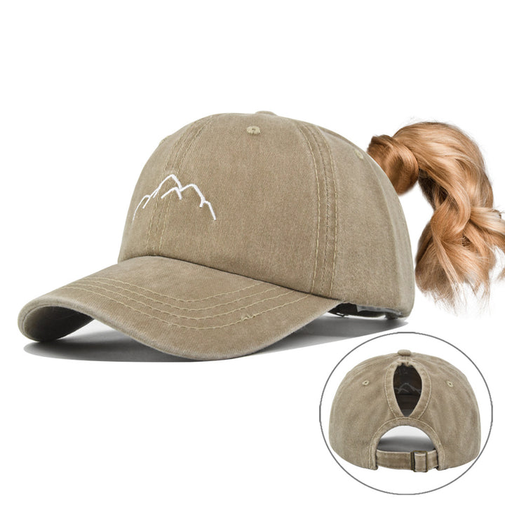 Gorra de Béisbol Ajustable con Bordado 3D para Mujer, Estilo Retro para Senderismo, Viajes y Atuendos Navideños - Gorra de Cola de Caballo para Uso Diario (No Elástica)