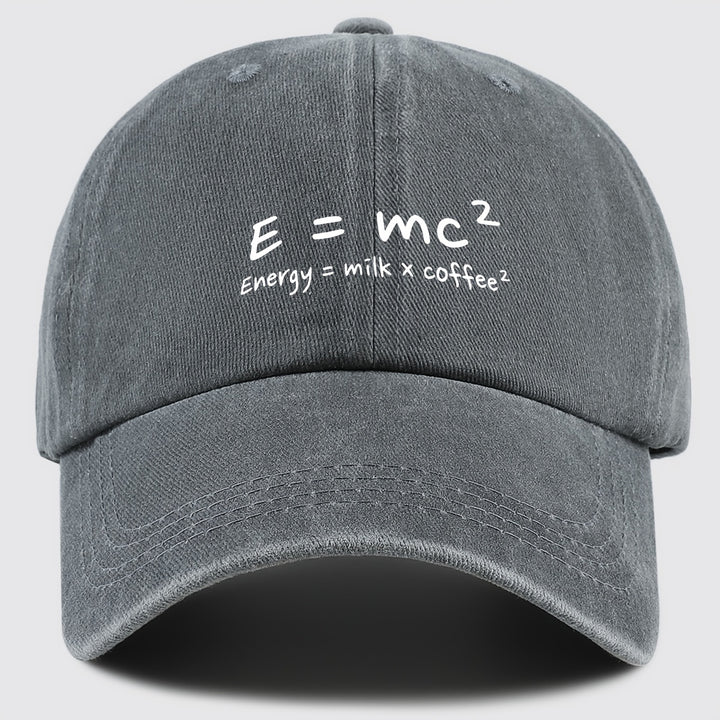 Gorra de Béisbol E=mc² Energía=Leche x Café² para Hombres y Mujeres - Gorra Trucker Ajustable Snapback, Tejido Ligero Transpirable, Sombrero Casual Unisex para Pesca Caza Playa, Regalos del Día de la Madre Día del Padre Cumpleaños, Accesorio de Pesca, Cas