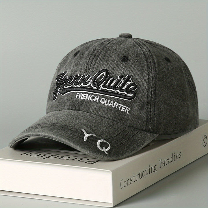 Gorra de Béisbol Casual para Hombre - Diseño Ligero con Lengua de Pato Bordado, Letras en 3D, Tejido No Elástico, Beige con Detalles Marrones para Ropa Urbana y Protección Solar, Gorra Bordada