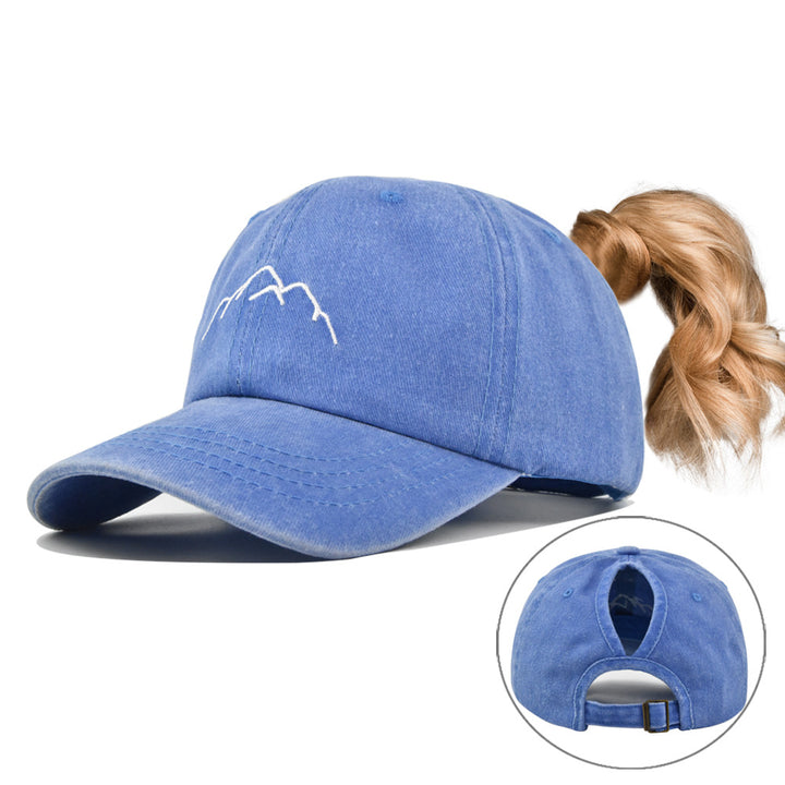 Gorra de Béisbol Ajustable con Bordado 3D para Mujer, Estilo Retro para Senderismo, Viajes y Atuendos Navideños - Gorra de Cola de Caballo para Uso Diario (No Elástica)