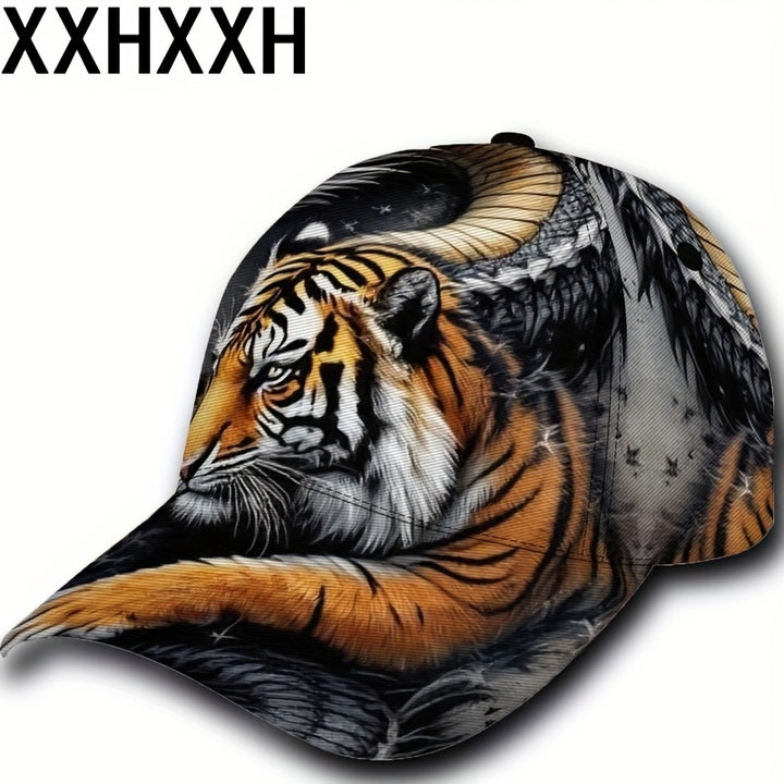 1 pieza, gorra de béisbol ajustable y transpirable con diseño de tigre y dragón majestuoso - Tejido ligero y no elástico para deportes al aire libre, baile, skateboarding y uso casual - Lavable en máquina, regalo perfecto para Navidad y Halloween, gorro v