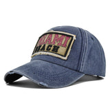 Gorra de Béisbol de Denim con Adornos 3D Retro Miami Beach - Ajustable con Cierre Snapback, Diseño del Logo Azul de Miami Beach, Ideal para Salidas Diarias, Eventos en la Playa y Fiestas de Navidad