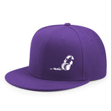 Gorra de béisbol plana 2D con temática urbana, gorra de borde plano moderno ideal para actividades al aire libre